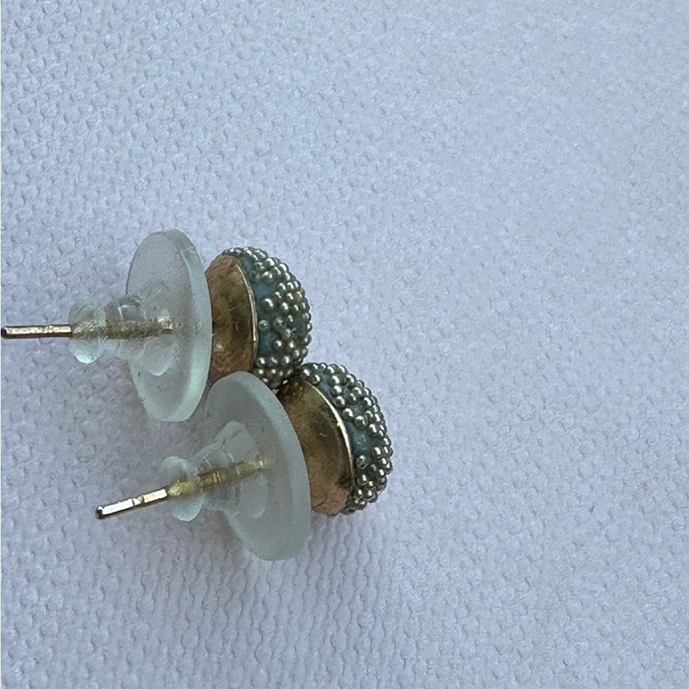Gold-plated Earrings with Small Garnet Stone - Picture 3 of 3